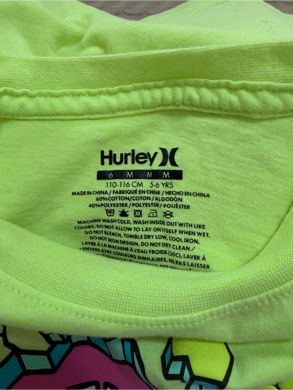Hurley Kids' Neon Green Graphic Tee - Picture 3 of 4